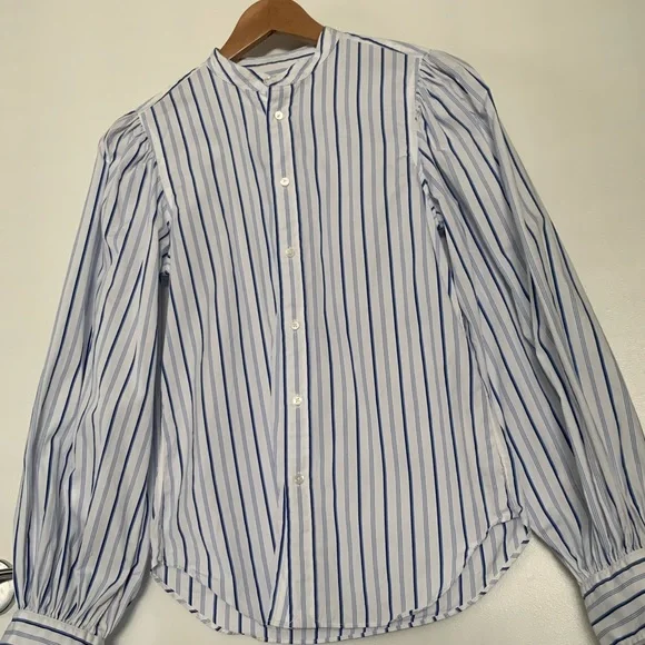 Women Polo Ralph Lauren Cotton striped shirt with Buffon sleeves size 2 - Picture 3 of 7